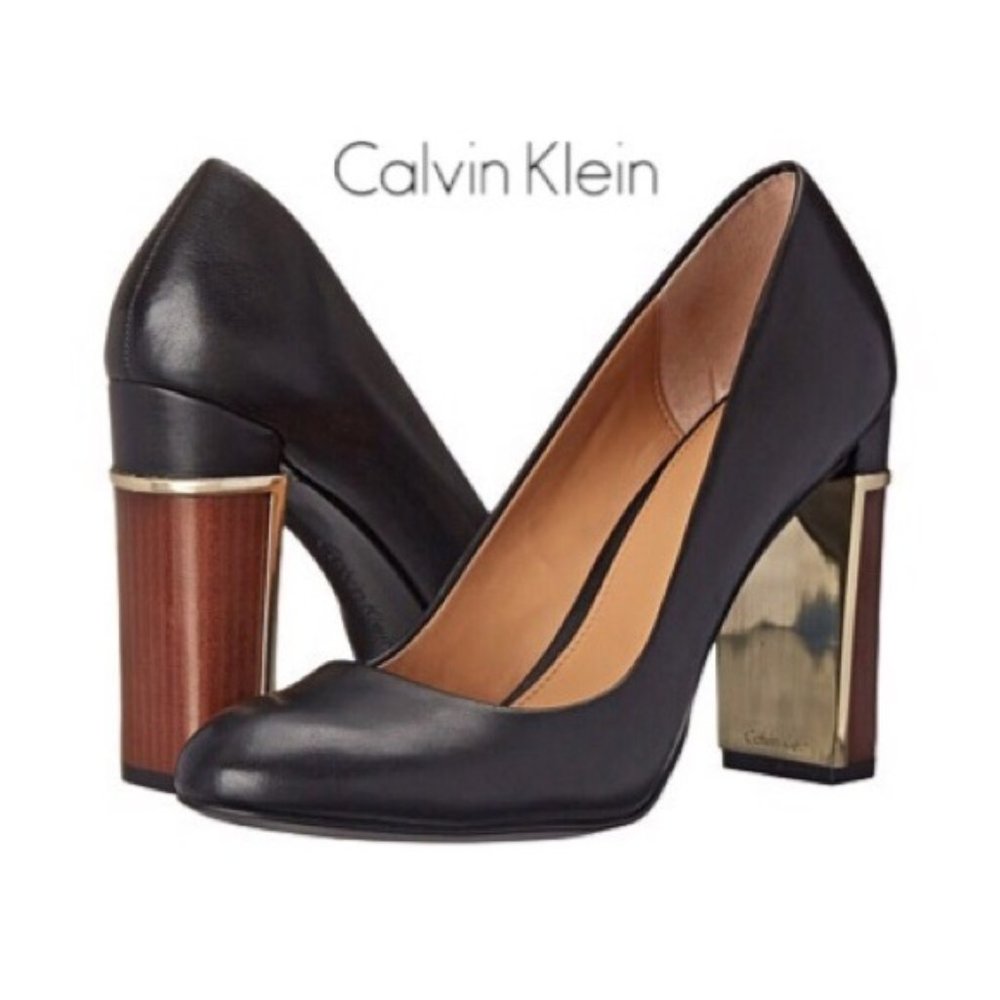 Calvin Klein Kinsley Black Heels Wood…